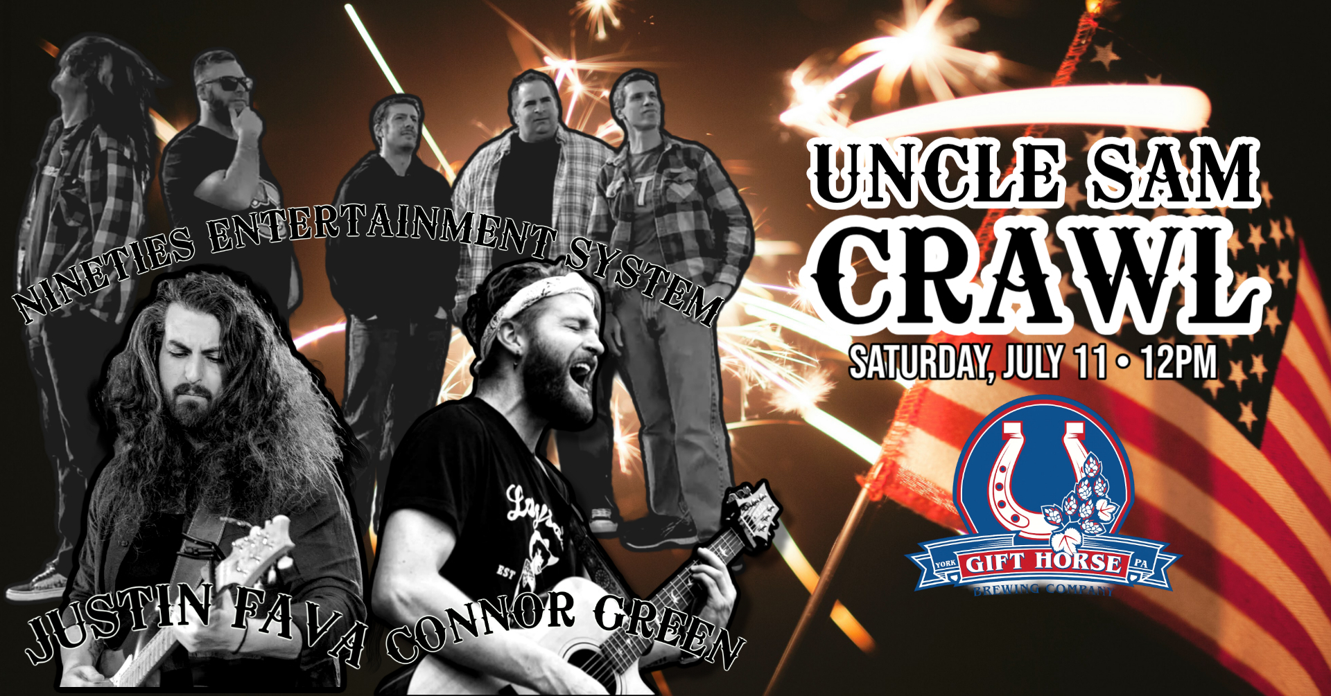 Uncle Sam Crawl Live Music: Justin Fava, Connor Green, Nineties Entertainment System